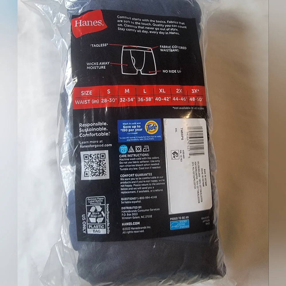 Men's Hanes Tagless Boxer Briefs, 2X, pack of 6